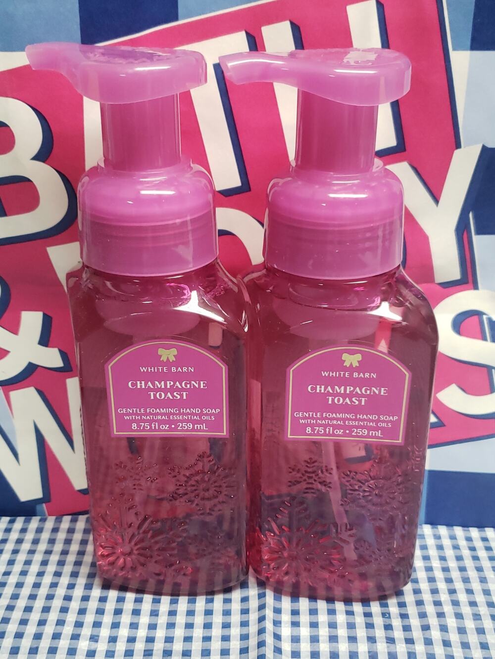 BBW Champagne Toast Snowflake Holiday Holder Gentle Foaming Hand Soap 2 Pack